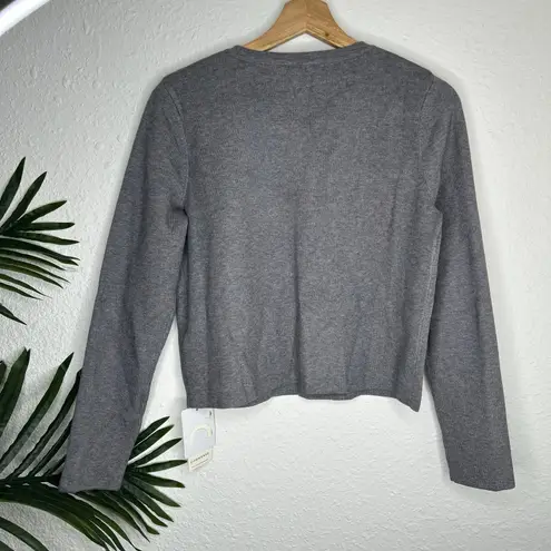Commense Gray Crew Neck Single Button Front Knit Cardigan S NWT