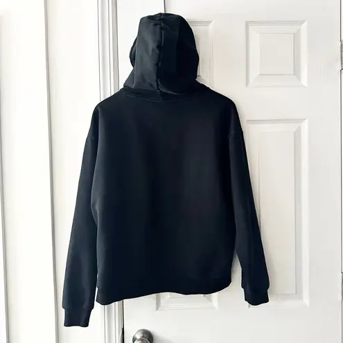 CELINE Black Loose Oversized Checkered Studded Logo Drawstring Hoodie Small Read