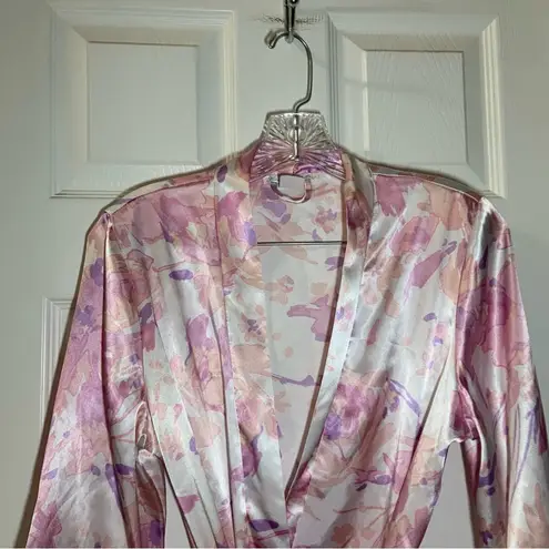 Linea Donatella Linea Donatello Pink-Purple Satin Tie Waist Robe S/M