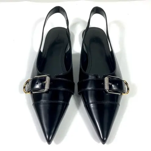 Givenchy Voyou Pointed Toe Slingback Ballet Flat Black 39.5 NEW