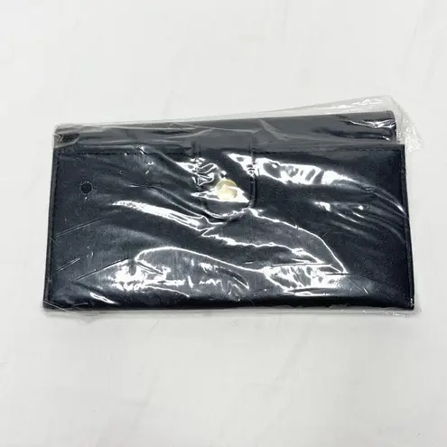 NEW Three Stars Black Nylon Flap Wallet Billfold Snap Closure Credit Card