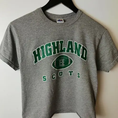 Russell Athletic  Highland Scots T Shirt Womens Gray S Small Graphic Tee Cropped