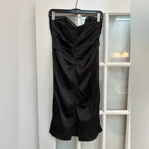 Nicole Miller Classic Timeless Black Silk Corset Bow Strapless Dress Size 6 S