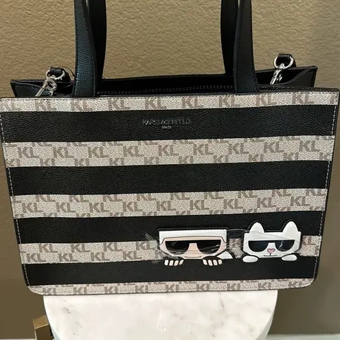 Karl Lagerfeld NWT  Tan and black Shades medium tote Bag