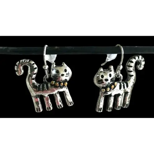 Handmade Cat Earrings Metal Kitty Lover Birthday Gift Hypoallergenic Hoo…
