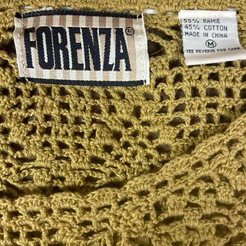 Forenza Vintage whimsical crochet knit green fairy top size M