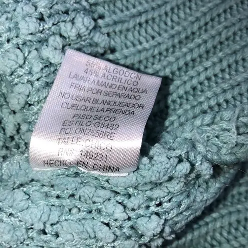 Kori  America blue knit cozy oversized sweater hooded size small