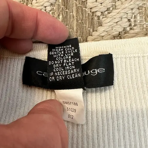 Cable & Gauge Cream Ribbed Tank Top V-Neck Grommet Zip Sleeveless Top Size XL