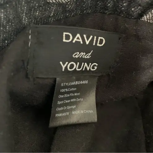 David & Young  black happy face bucket hat with fringe on bottom