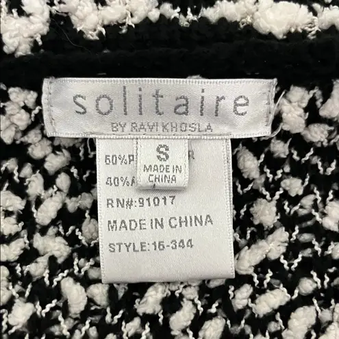 Solitaire by Ravi Khosla black and white boucle knit cape sweater