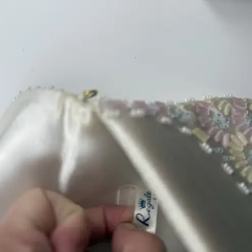 La Regale Vintage White & Pastel Beaded Clutch Bag Evening Formal Pink