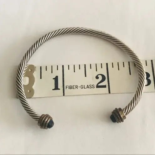 Cable classic Modern Twist Cuff Bracelet Silver tone Black Onyx End Adornment