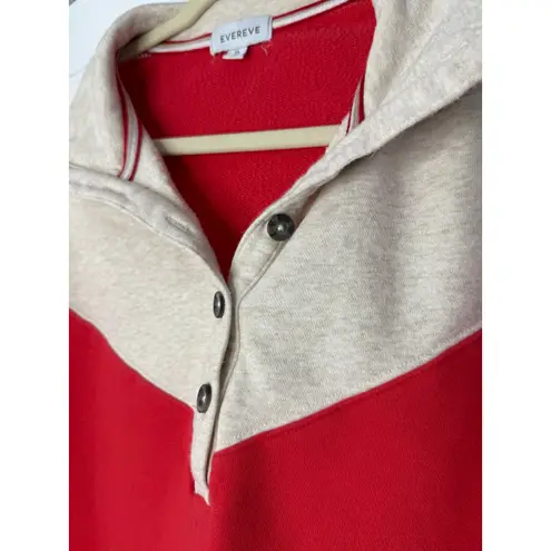 Evereve Mika Colorblock Pullover Sweatshirt XL Red Cream Cozy Athleisure