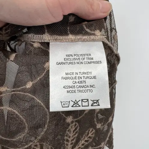 Vitrin Design Lace Vest Womens Large Brown Whimsical Floral Fall Hippie Boho