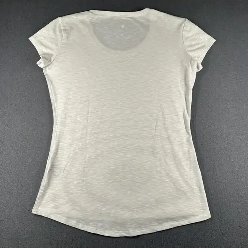 Kuhl Shirt Womens Small White Stripe Burnout Scoop Neck Short Sleeve Performance