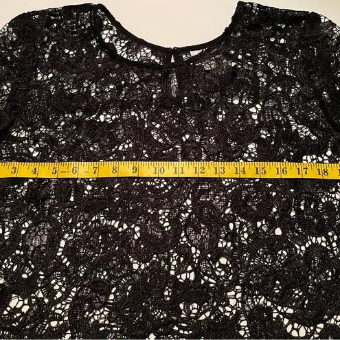 Bisou Bisou Women Black Crochet Mesh Lace SS Blouse Top Shirt XL