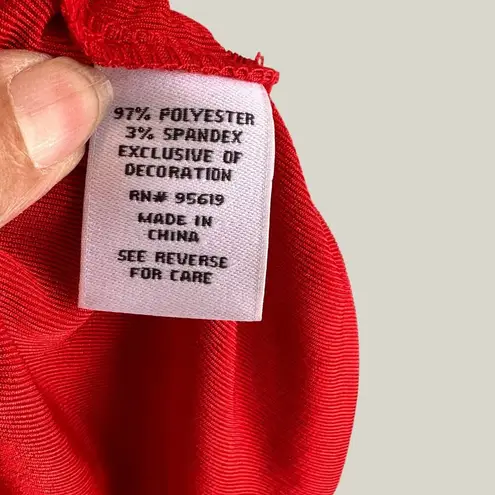 Fever Red Chain Ruched Scoop Neck Long