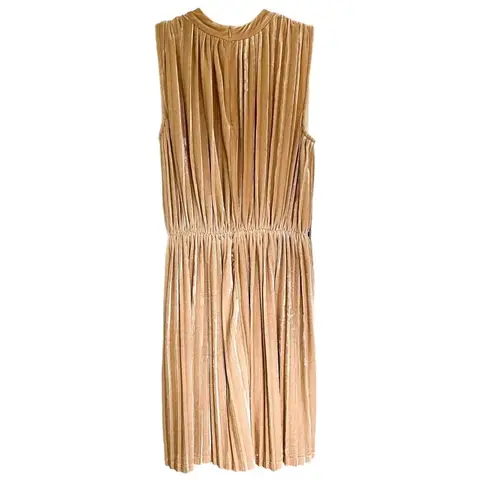 ASOS  Ae'ryne Beige Velvet Pleated Sleeveless Short Dress Size Small
