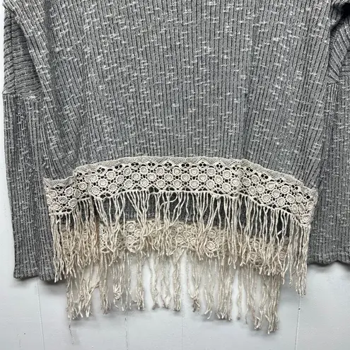 Alya  Bohemian Speckled Women's Pullover Knit Fringe Sweater Size Small Western