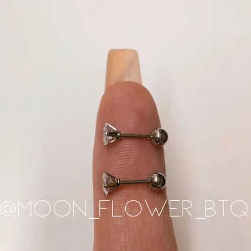 Silver Square Barbell Earrings