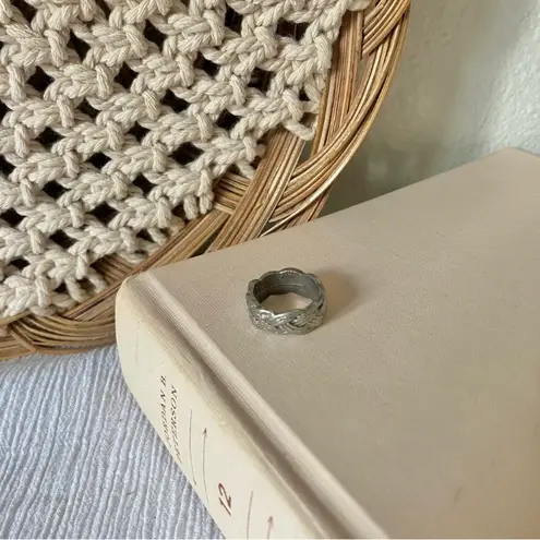 Silver Braided Chunky Pinkie Ring Vintage “Unity” 5 Minimal Celtic Masc Jewelry