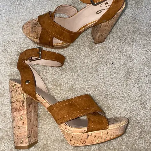 mix no. 6  tan cork heels