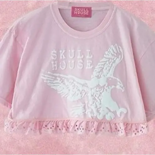 New Skull house Designs Ruffle Tee Pink Size M