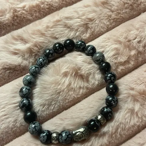 Tibetan monk head gem unisex bracelet Black