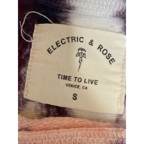 Electric & Rose Womens Multicolor Long Sleeve Tie Dye Crew Neck Sweatshirt Top S Black