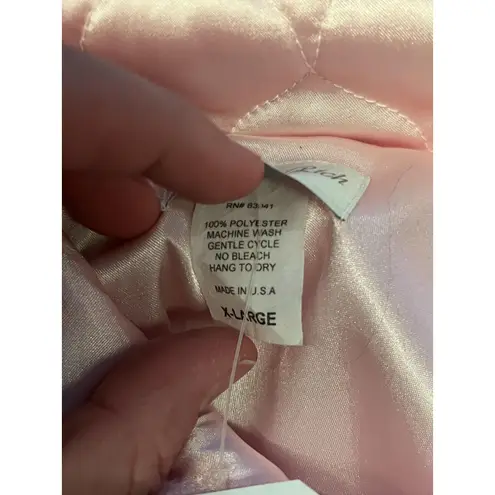 Amanda Rich Jacket Womens XL Pink Quilted Satin Bed Jacket Lounge Made USA
