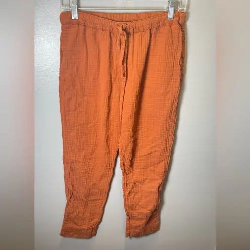 Xirena Women's Two Piece Cotton Gauze Rust Orange Cowl Neck Drawstring Size S/M Brown