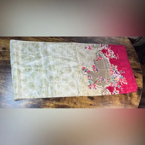 Adolfo VINTAGE: | ladies floral print silk scarf.