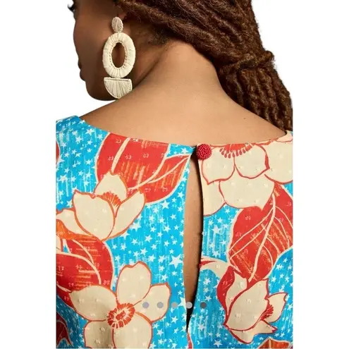 Farm Rio New x Anthropologie Puff Sleeve Bubble Blouse Floral Swiss Dot Top SM