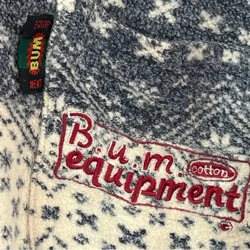 Vintage B.U.M. snowflake pattern grunge oversized button down fleece sweater M Blue Size M