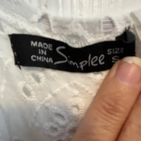 Simplee Apparel Simplee White Eyelet Embroidered Midi Dress Sleeveless Summer Sundress Casual