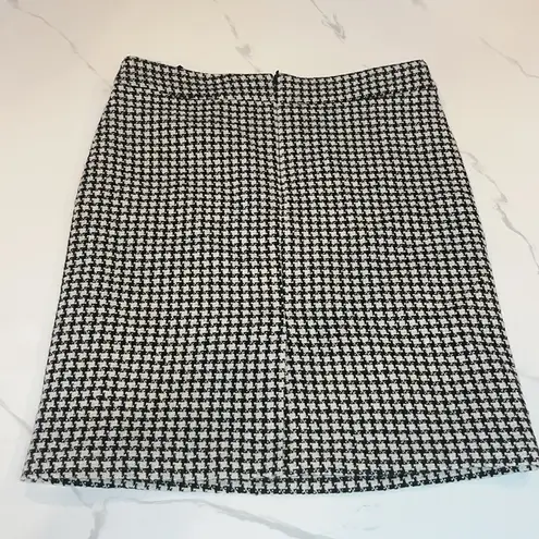 Vintage Houndstooth 100% Collegiate Style Wool Skirt Large Black White