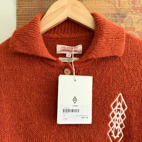 The Animals Observatory Raven Alpaca Knit Oversized Sweater Orange