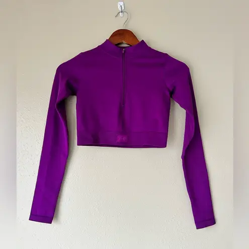 Bo+Tee  Purple Half Zip Cropped Workout Top Size XS