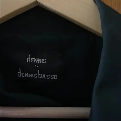 Dennis Basso Black Trench Coat with Leopard Details XL