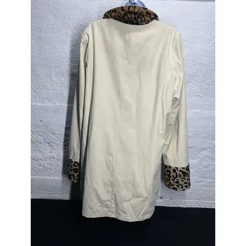 Dennis Basso Size L Fab Leopard Animal Print Faux-Fur Reversible Car Coat Jacket