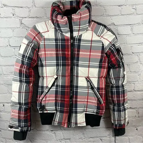 SAM. Freestyle Down Bomber Jacket Alpine Plaid Wind & Water Resistant XS NWT Red