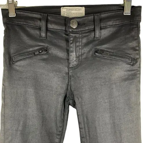 CURRENT ELLIOT The Soho Zip Stiletto Black Coated Skinny Jeans Moto Size 25