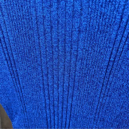 Reference Point Size Small V-Neck 1/2 Sleeve Ribbed Blue Sweater Vintage