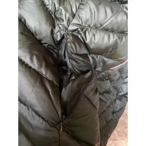 Big Chill Quilted Down Coat Dark Green Leopard Faux Fur Hood Streetwear City Y2K Size L