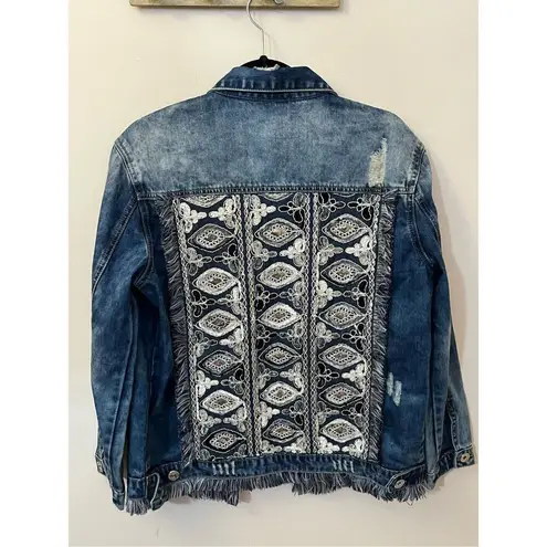 Jaase Embroidered Boho Denim Jean Jacket M