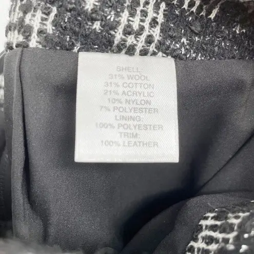 Classiques Entier Classiques Enteir Tweed Pencil Skirt Leather Trim Black and White Women's 10