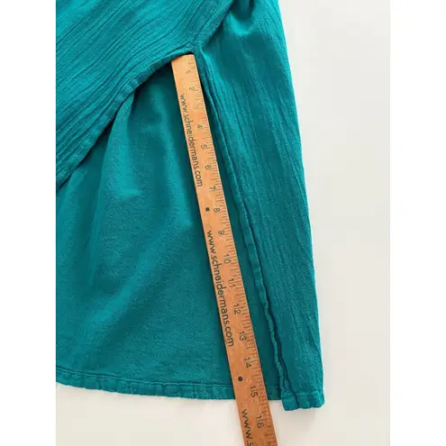 Oh My Gauze Kate Pants Size 2 Large XL Green Teal Slit Legs Wide Leg Lagenlook *