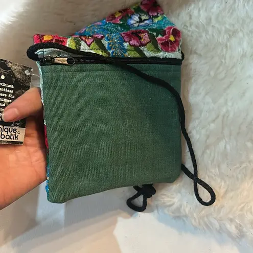 Unique Batik Floral Embroidered Crossbody Bag Green
