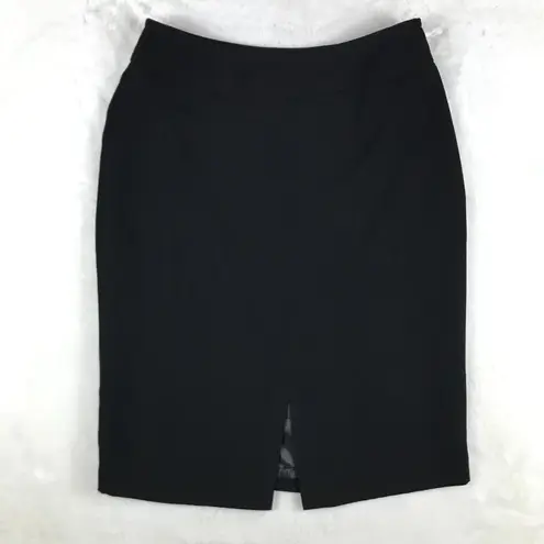 Anne Klein Vintage  Twill Black Pencil Skirt with Front Slit NWT Size 10