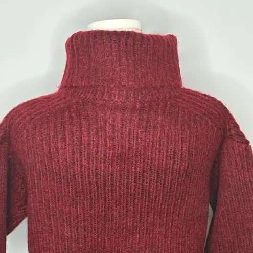 Thakoon Cropped Ripped Burgundy Turtleneck Sweater Womens Size XS KN17 Red